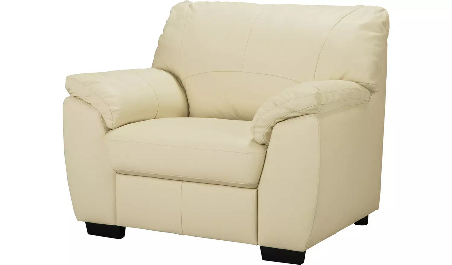 Milano Single Leather 1 Seater Sofa - Ivory
