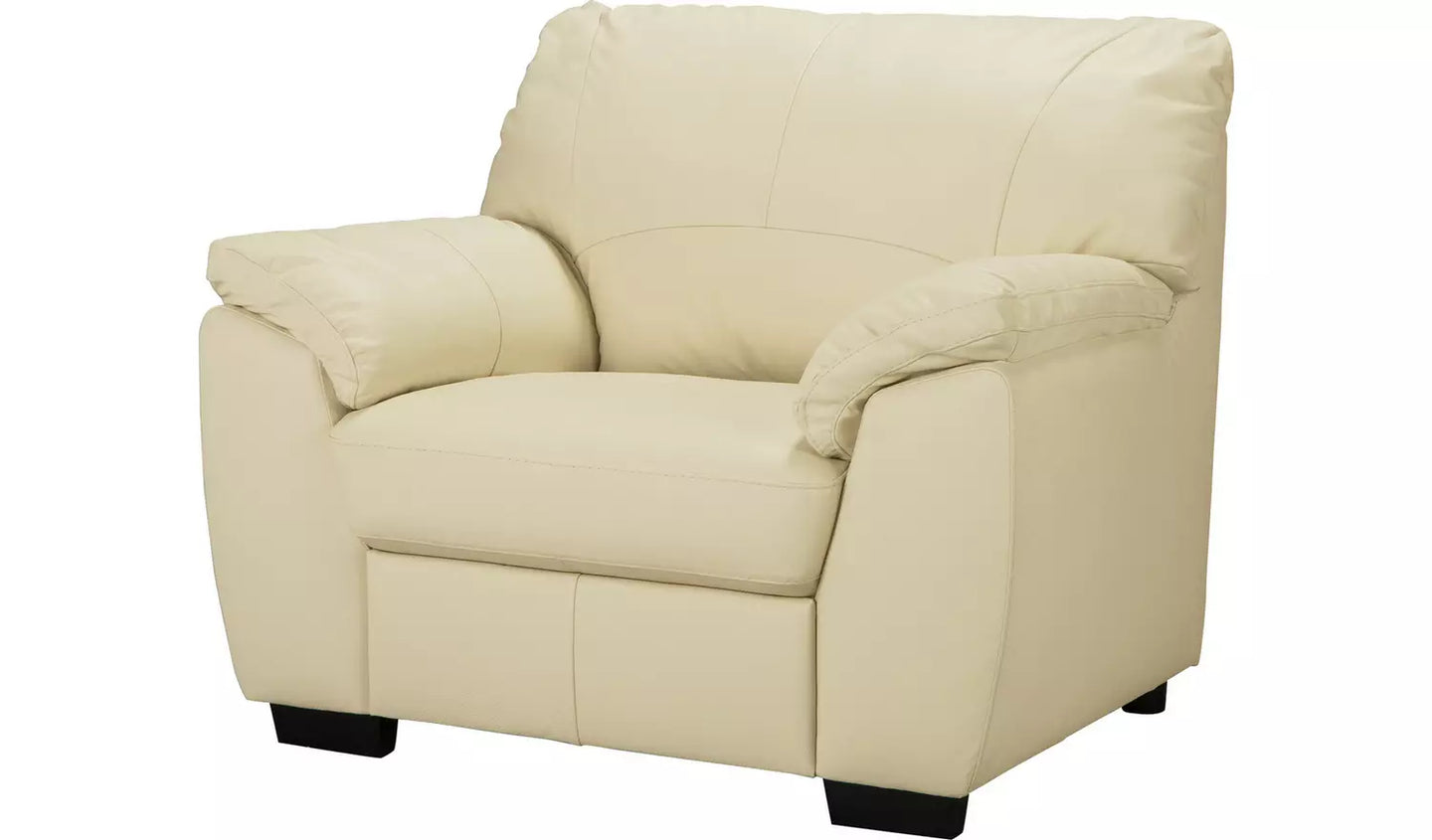 Milano Single Leather 1 Seater Sofa - Ivory
