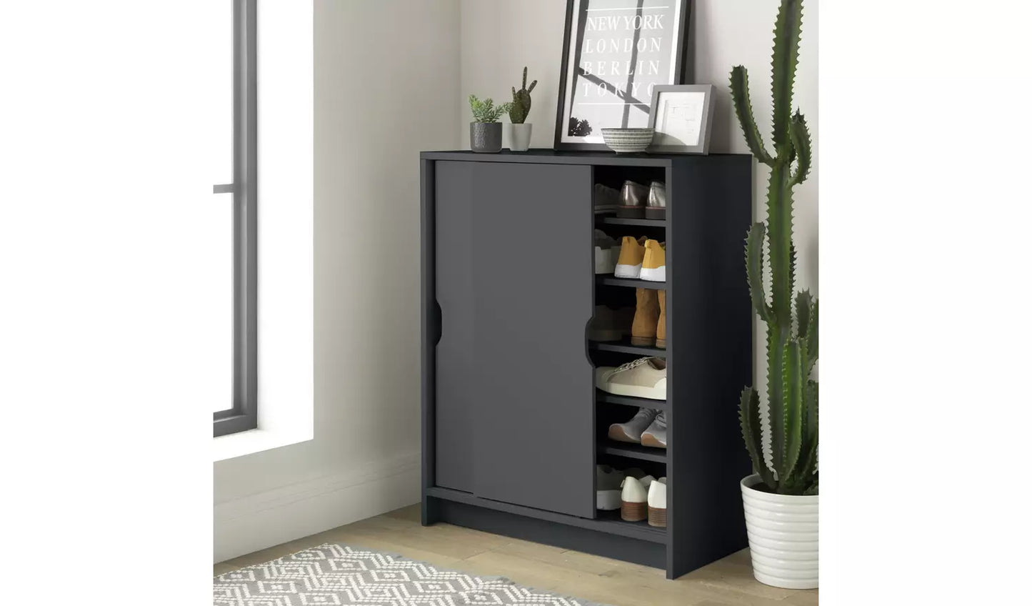 Assembled Chloe 2 Door Shoe Storage Cabinet - Grey