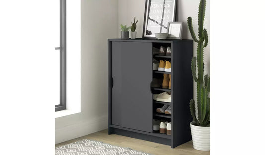 Chloe 2 Door Shoe Storage Cabinet - Grey