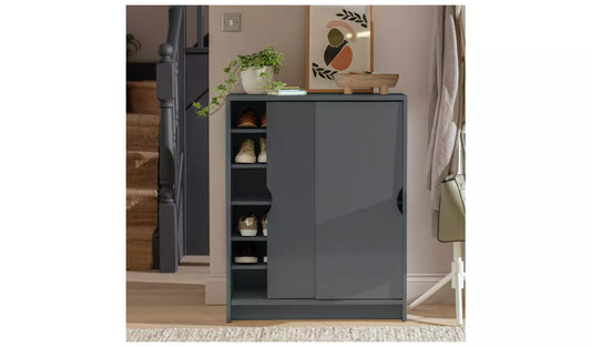 Assembled Chloe 2 Door Shoe Storage Cabinet - Grey