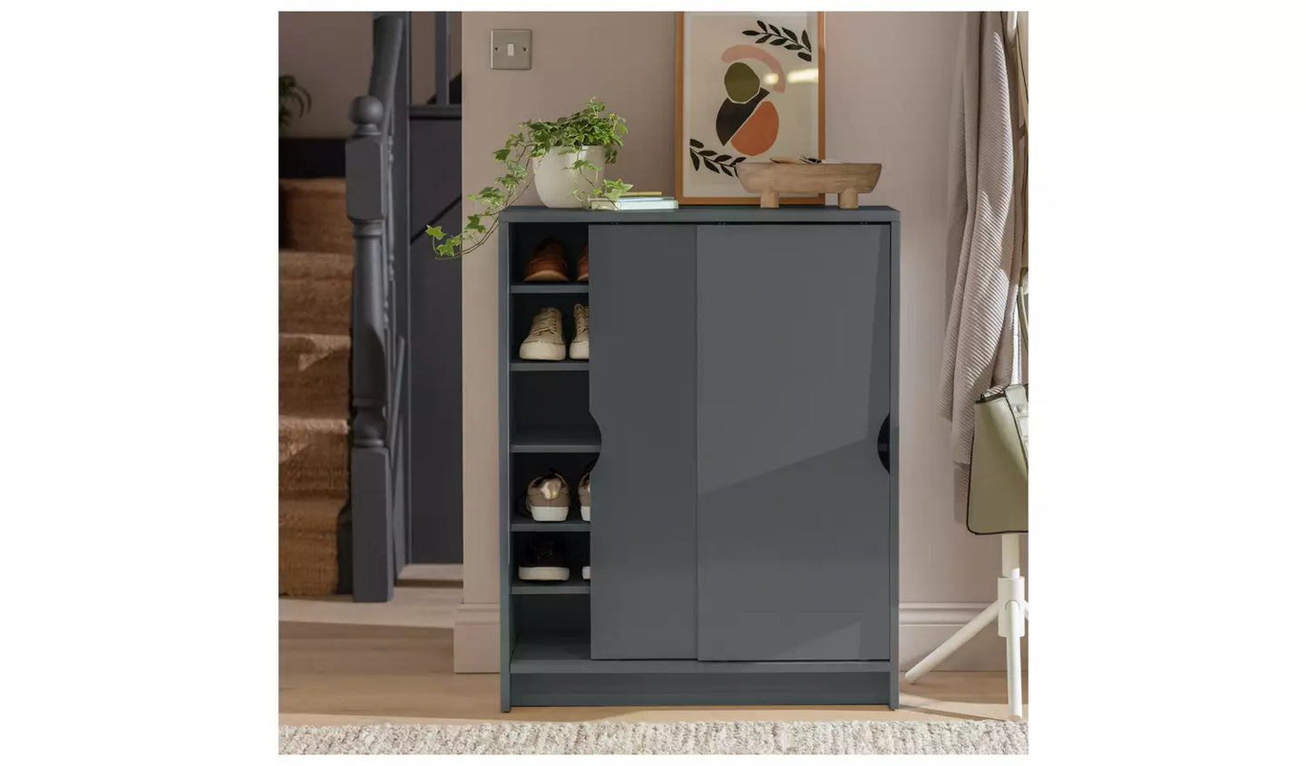 Assembled Chloe 2 Door Shoe Storage Cabinet - Grey