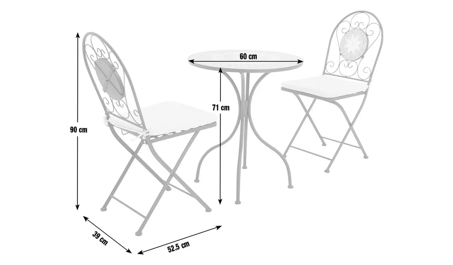 Genoa 2 Seater Metal Garden Bistro Set - Black