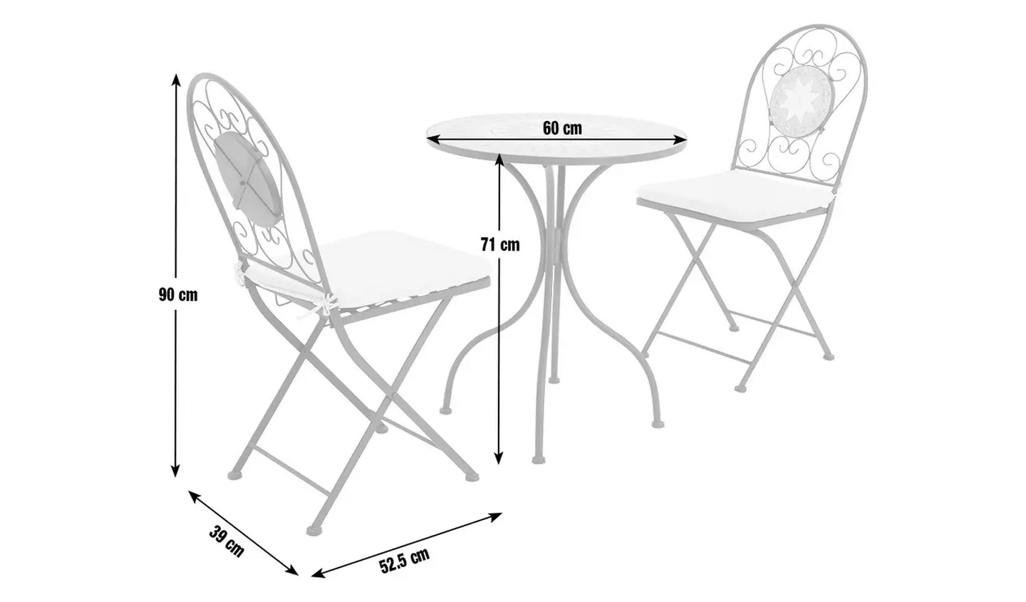Genoa 2 Seater Metal Garden Bistro Set - Black