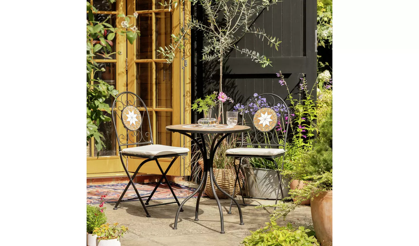 Genoa 2 Seater Metal Garden Bistro Set - Black