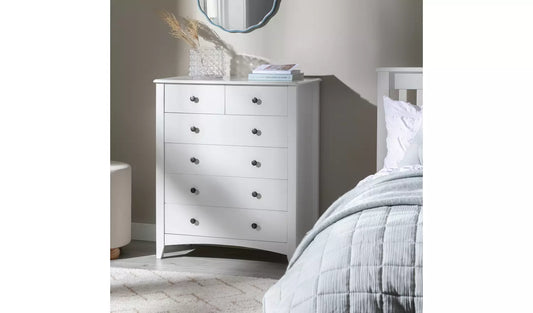 Assembled Minato Slim 6 Drawer Chest - White