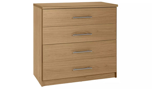 Assembled Normandy 4 Drawer Chest - Oak Effect