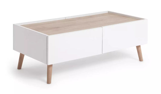 Assembled Habitat Skandi 2 Drawer Coffee Table - White Two Tone