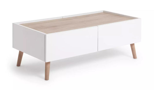 Assembled Habitat Skandi 2 Drawer Coffee Table - White Two Tone