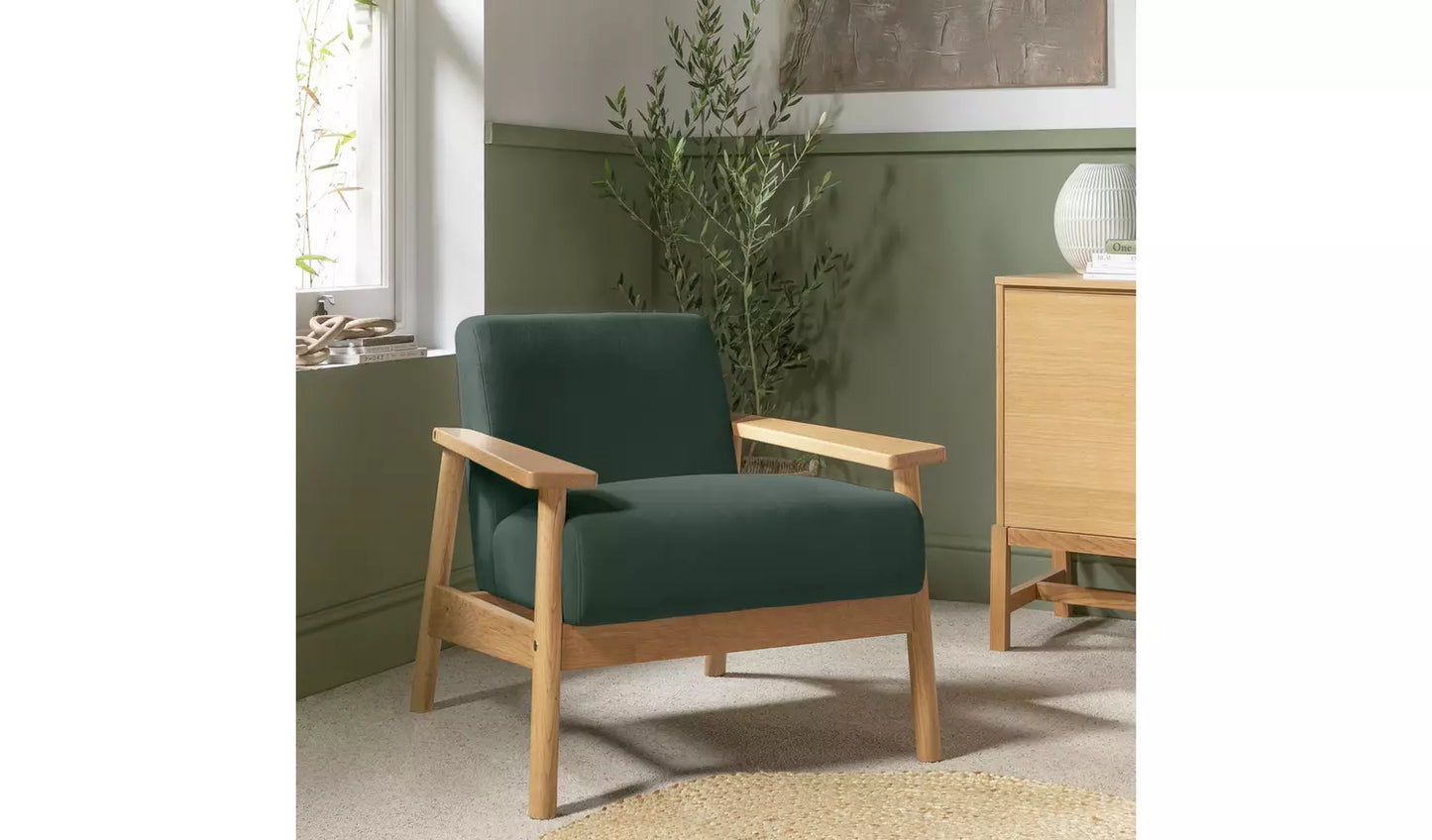 Habitat Dore Velvet Accent Chair - Dark Green