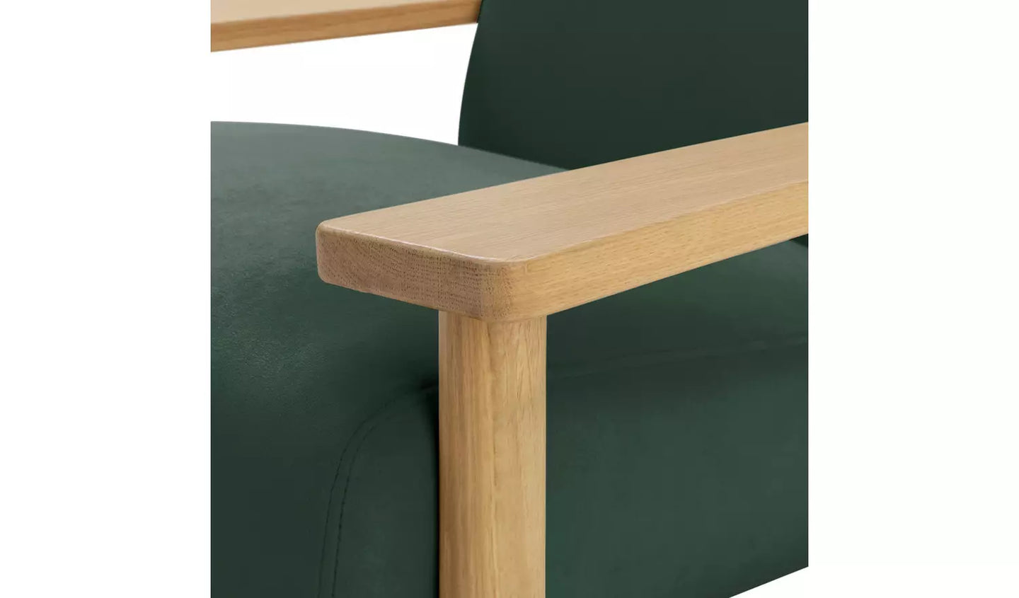 Habitat Dore Velvet Accent Chair - Dark Green