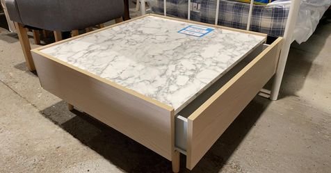 Assembled Evelyn Coffee Table - Marble / Light Oak Effect