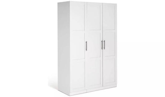 Munich Panelled 3 Door Wardrobe - White