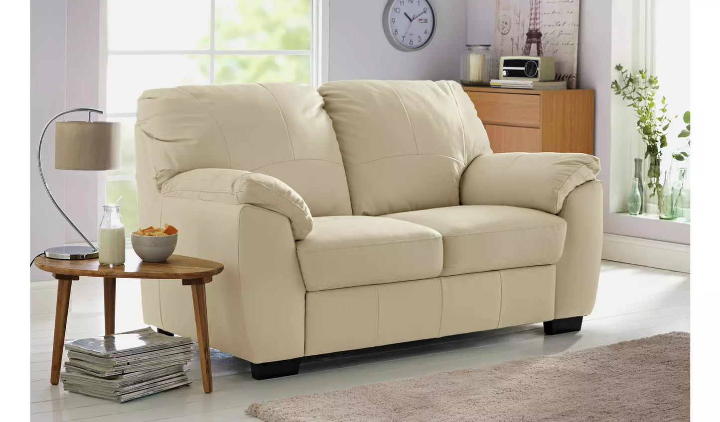 Milano Leather 2 Seater Sofa - Ivory