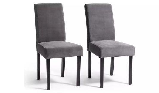 Pair of Midback Velvet Dining Chairs - Grey