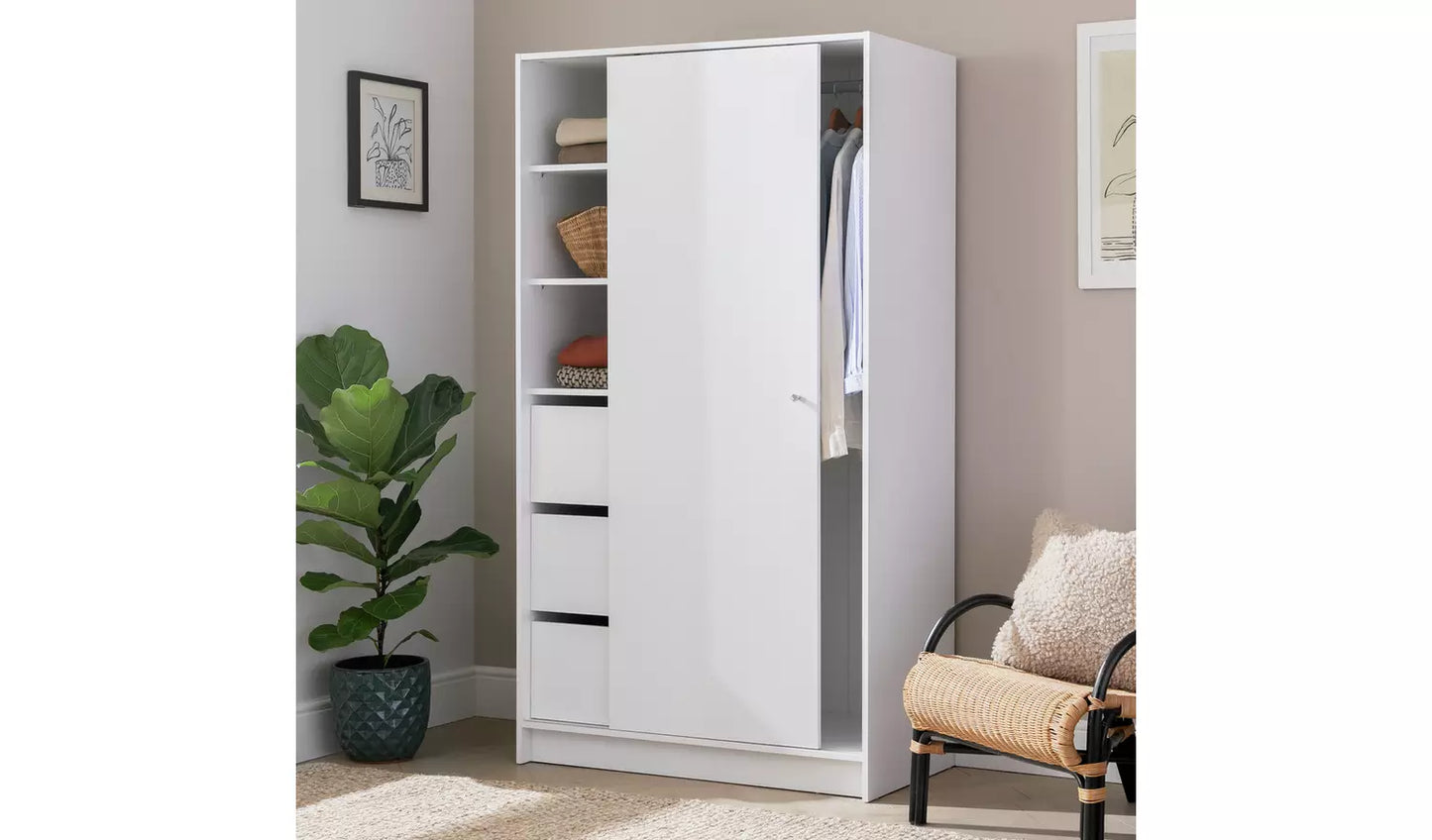 Malibu 1 Door Sliding Wardrobe - White