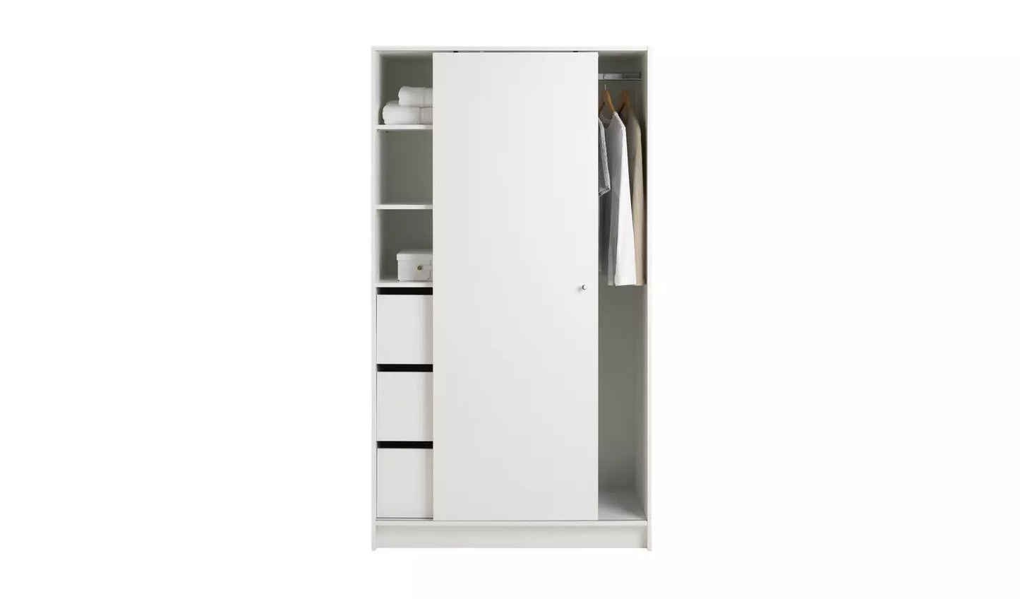 Malibu 1 Door Sliding Wardrobe - White