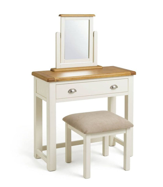 Kent Dressing Table & Stool - Cream/Oak