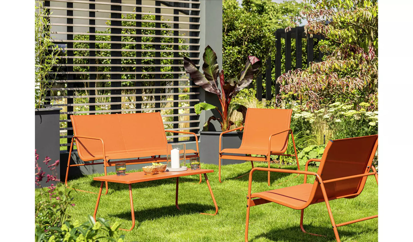 Habitat Cali 4 Seater Metal Patio Set - Orange