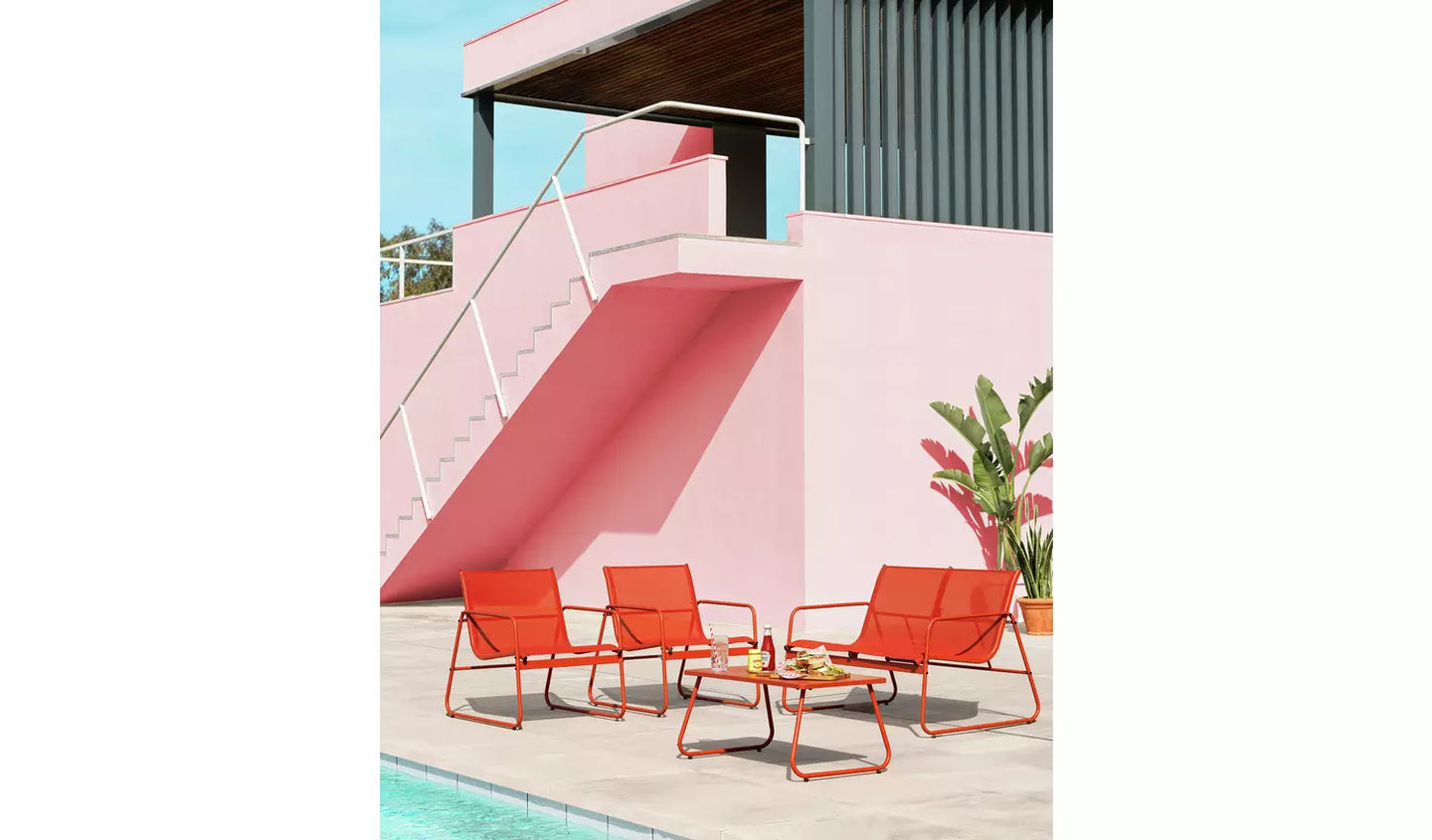 Habitat Cali 4 Seater Metal Patio Set - Orange