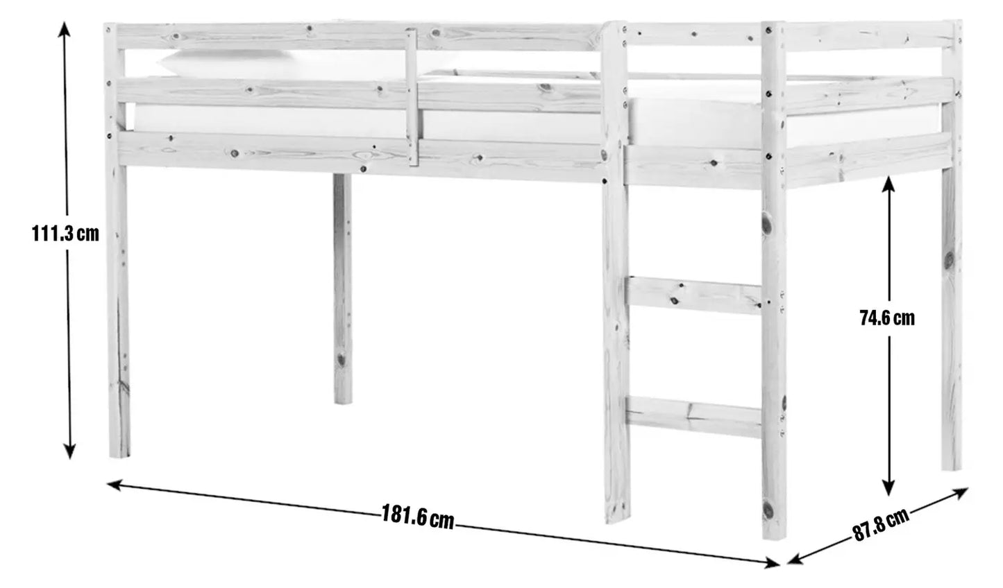 Kaycie Mid Sleeper Shorty Bed Frame - White