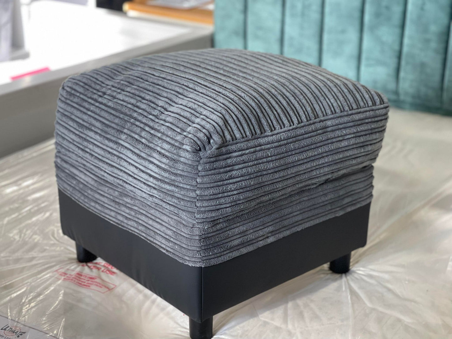 Harry Fabric Storage Footstool - Charcoal