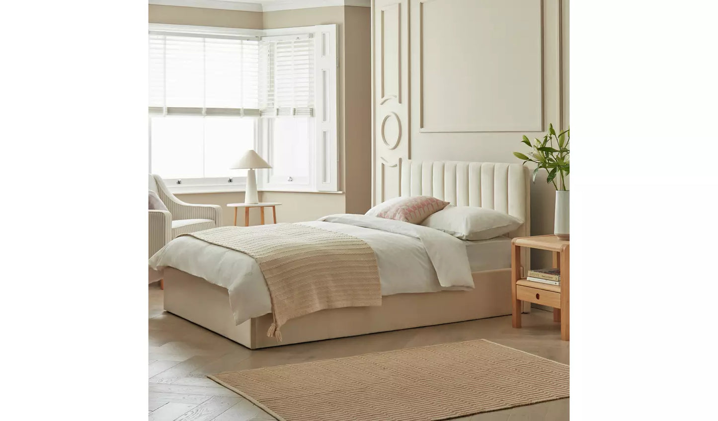 Pandora Small Double End Lift Ottoman Bed - Cream