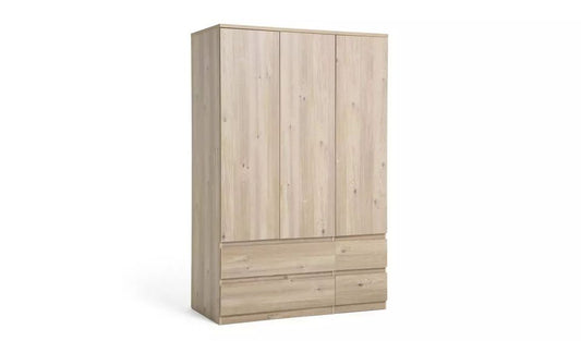 Jenson 3 Door 4 Drawer Wardrobe - Oak Effect