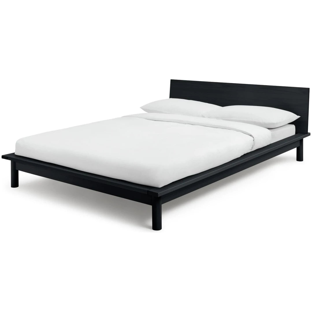 Akio Small Double Wooden Platform Bed Frame - Black