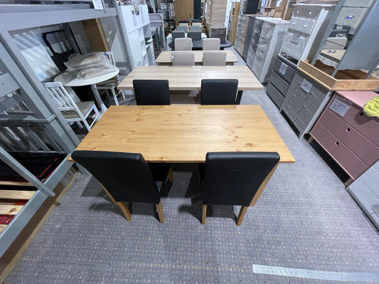 Assembled Solid Wood Dining Table & 4 Black Chairs