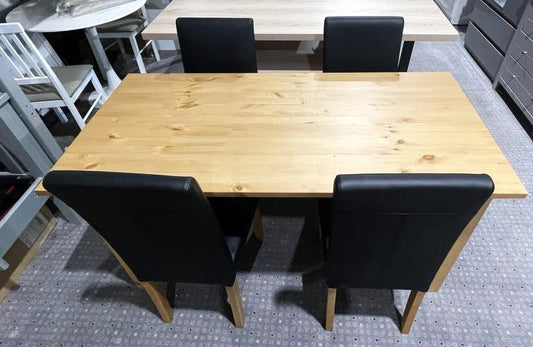 Assembled Solid Wood Dining Table & 4 Black Chairs