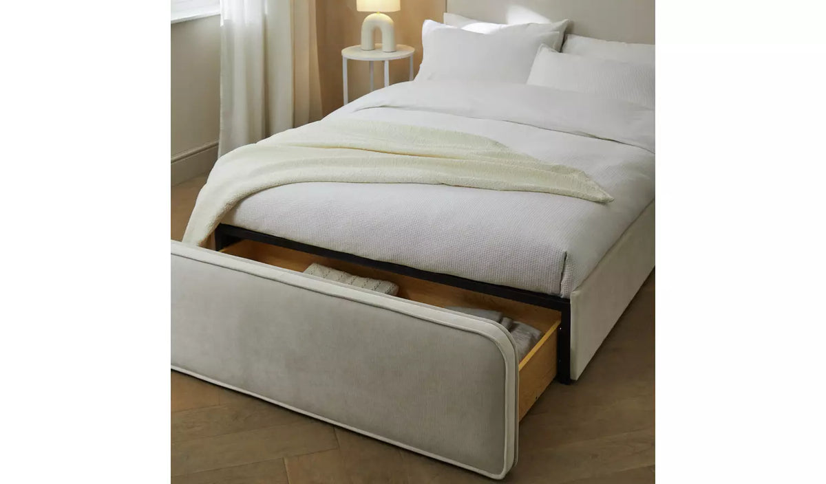 Assembled Habitat Kempley Double End Lift Ottoman Bed - Cream