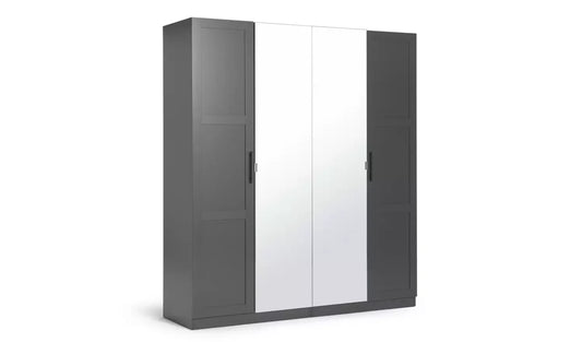 Assembled Habitat Munich Panelled 4 Door Wardrobe - Anthracite