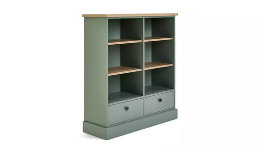 Assembled Winchester 2 Drawer Shelving Unit Bookcase - Green