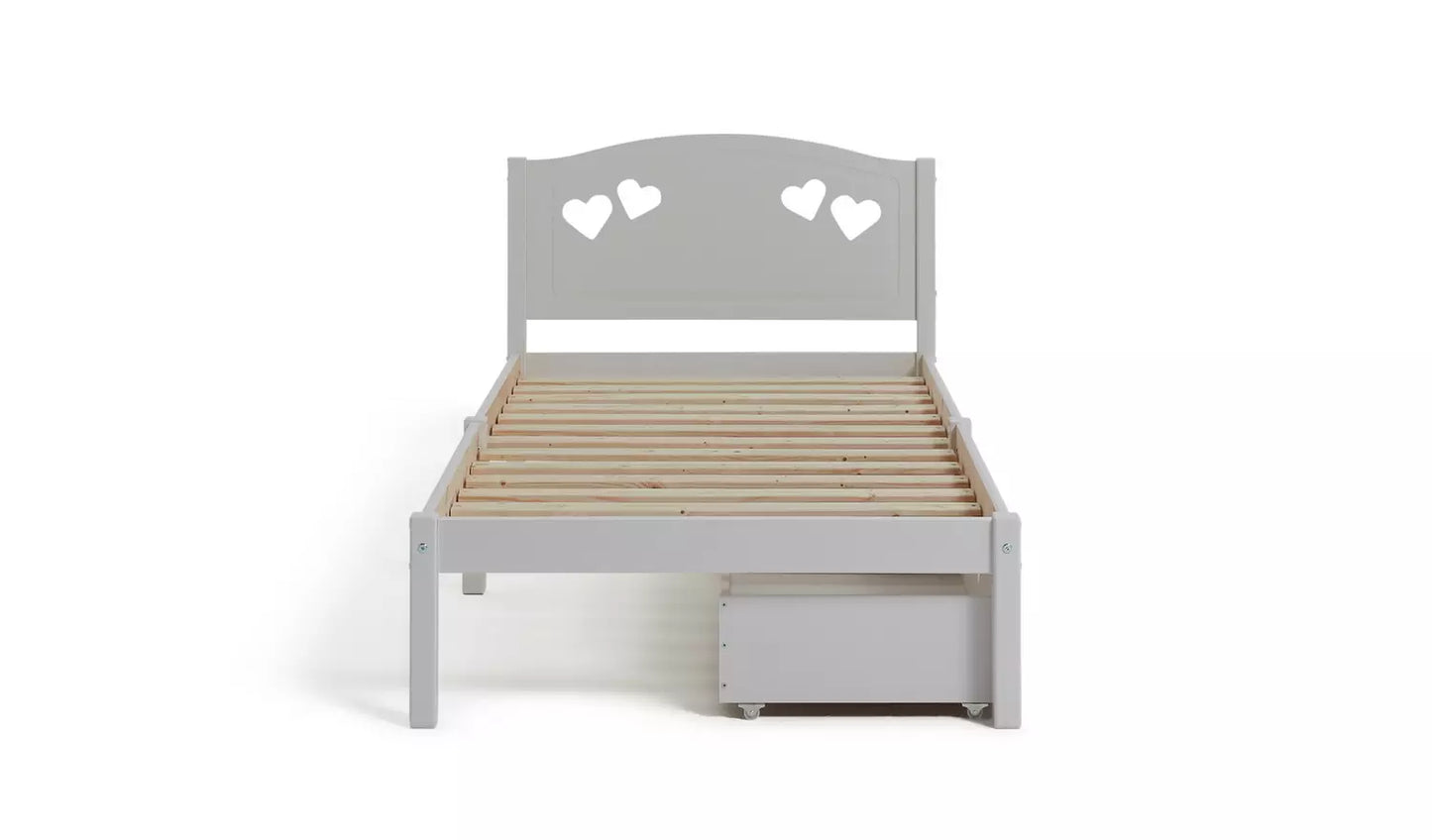 Mia Single Bed Frame with 2 Drawers - White