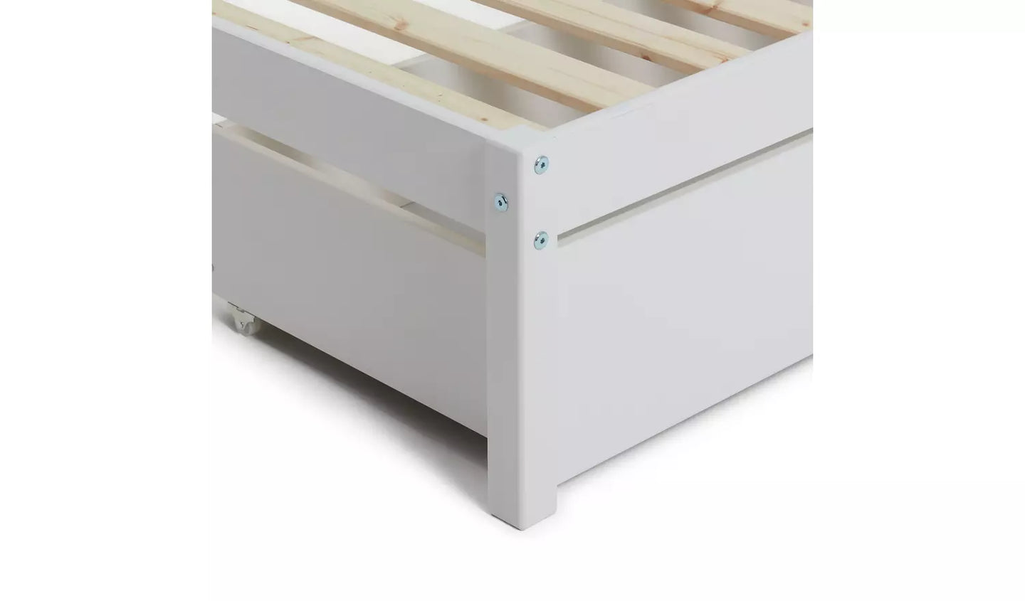 Mia Single Bed Frame with 2 Drawers - White
