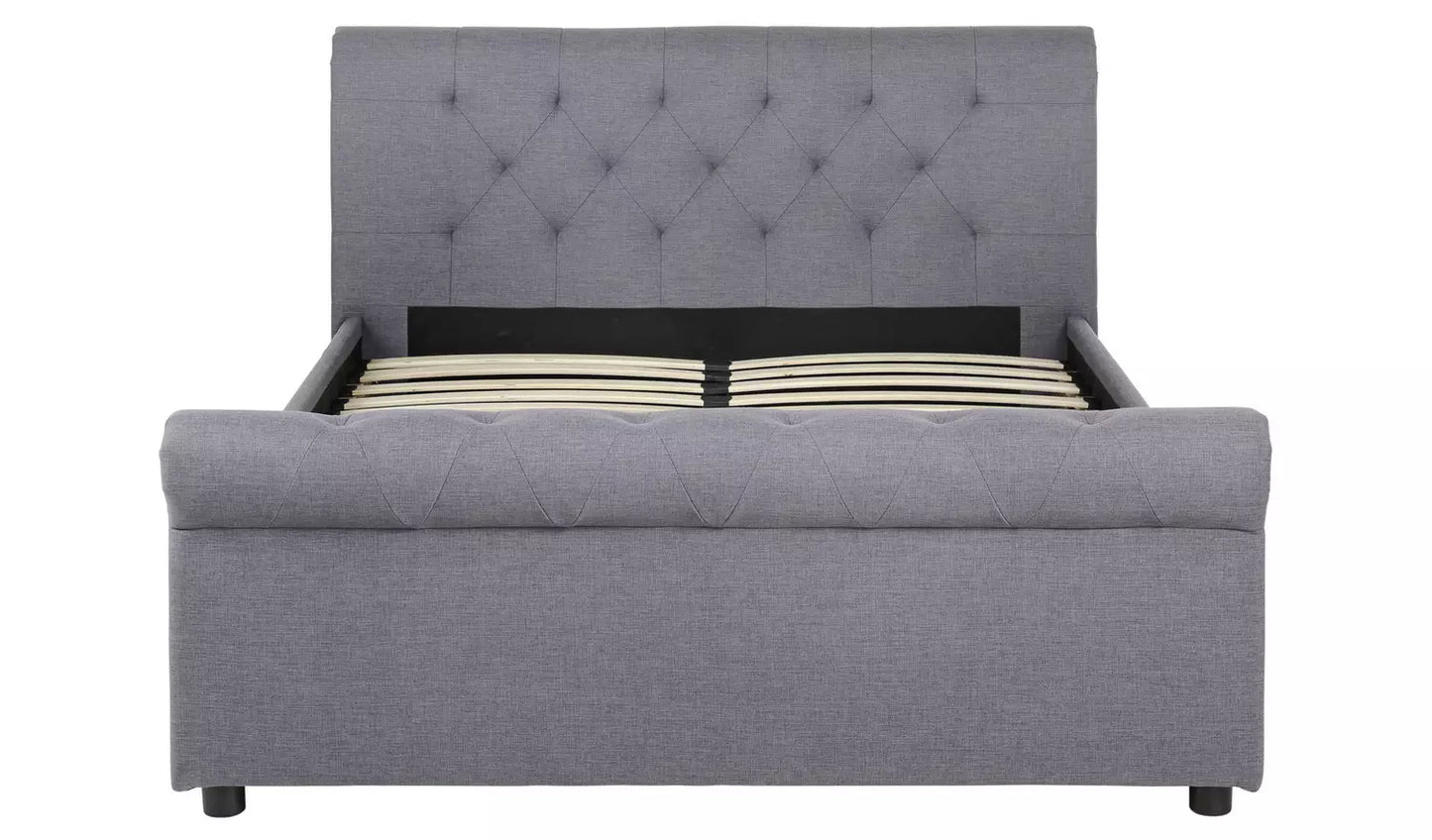 Assembled Newbury Double 2 Drawer Fabric Bed Frame - Grey