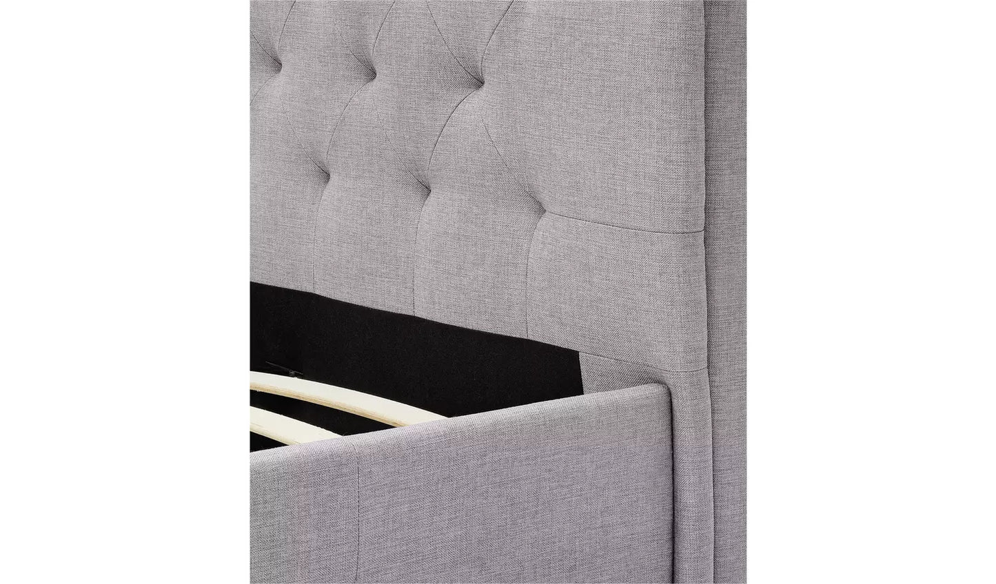 Assembled Newbury Double 2 Drawer Fabric Bed Frame - Grey