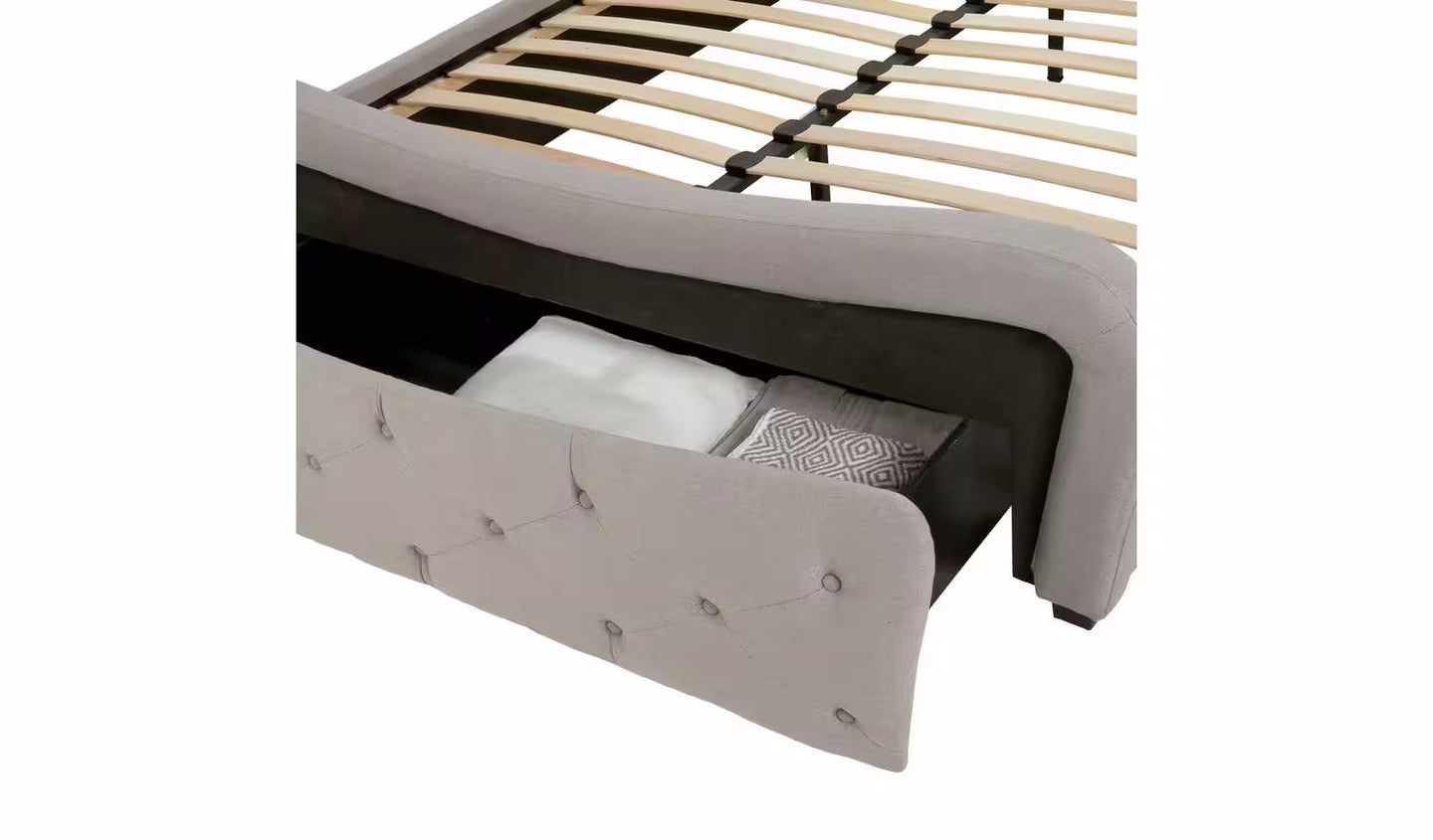 Assembled Venice Double End Drawer Fabric Bed Frame - Grey