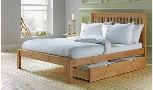 Aspley Double Wooden Bed Frame - Oak Stain