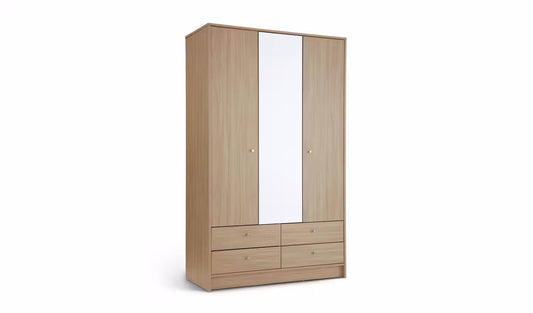 Malibu 3 Door 4 Drawer Wardrobe - Beech Effect