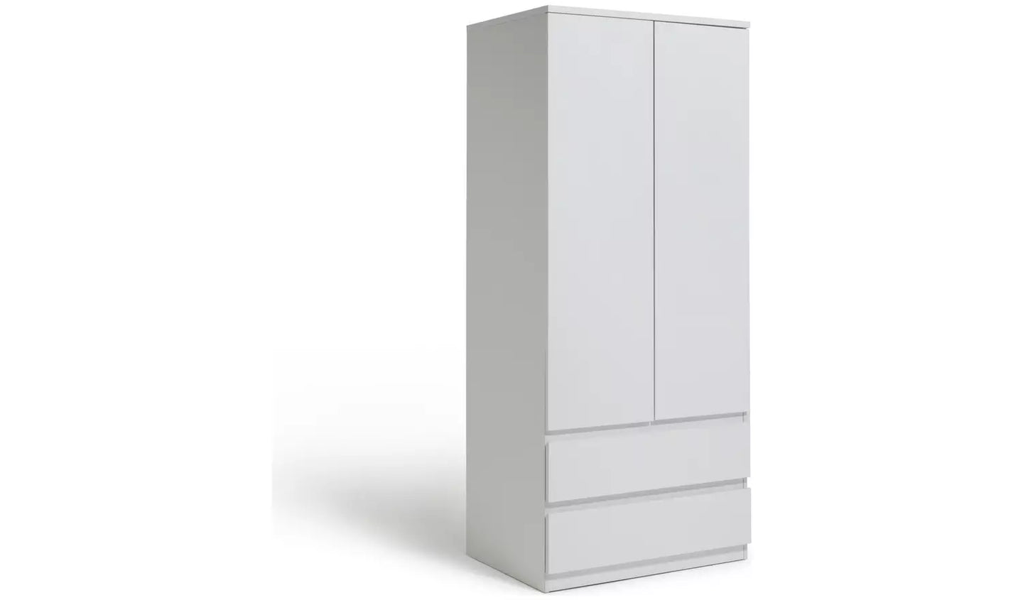 Jenson 2 Door 2 Drawer Wardrobe - Matte White