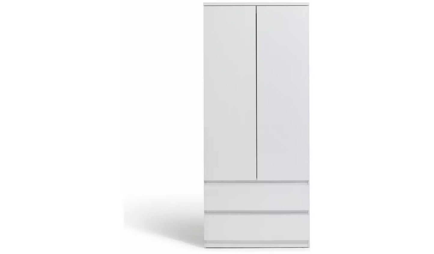 Jenson 2 Door 2 Drawer Wardrobe - Matte White