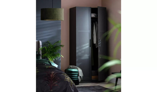 Habitat Munich Panelled 2 Door Wardrobe - Anthracite
