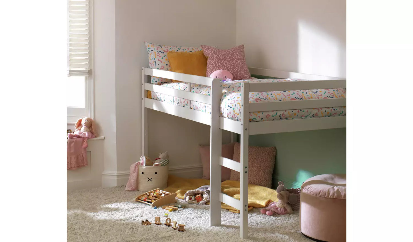 Kaycie Mid Sleeper Single Bed Frame - White