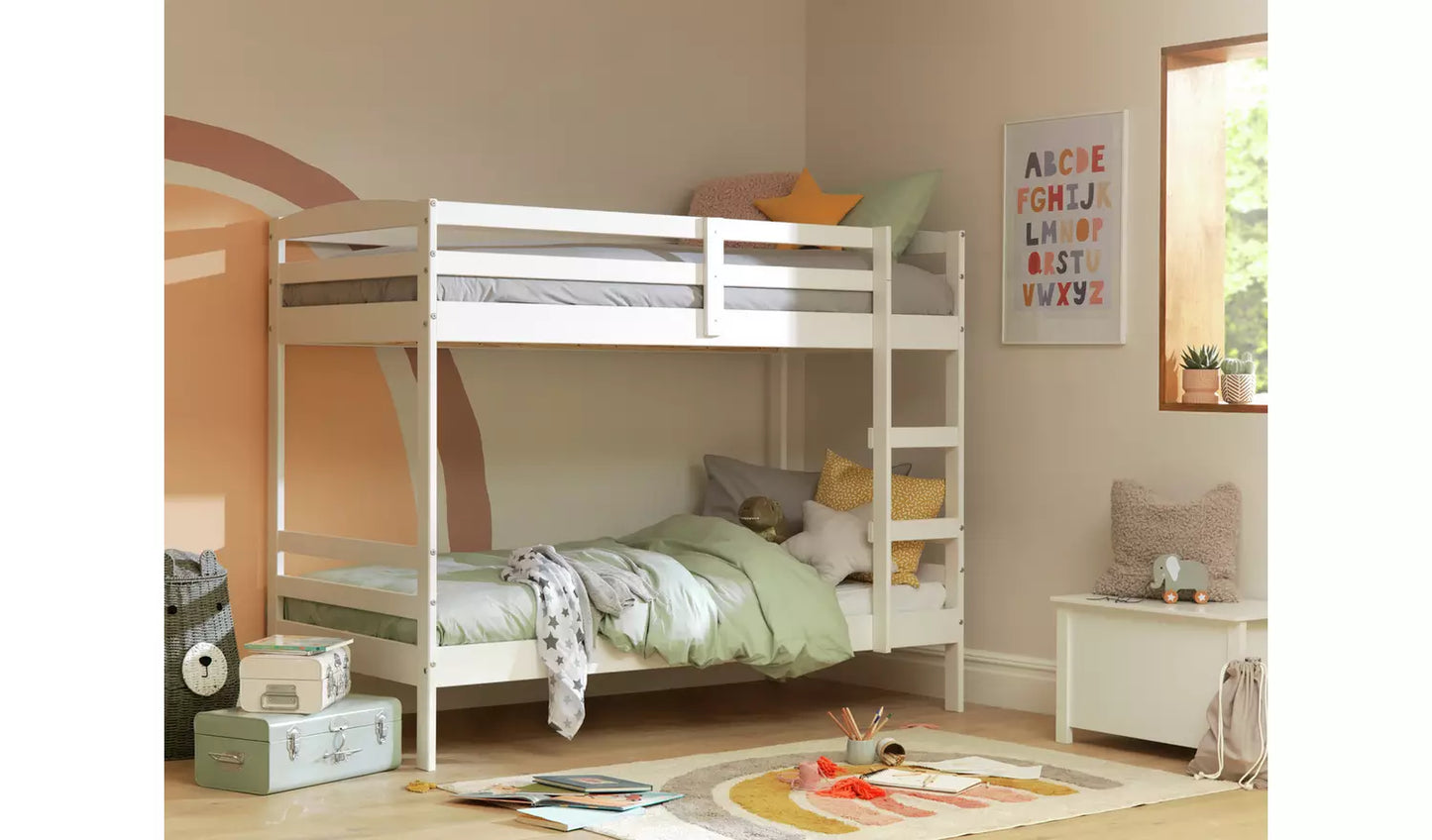 Assembled Josie Shorty Bunk Bed Frame - White (With Mattress)