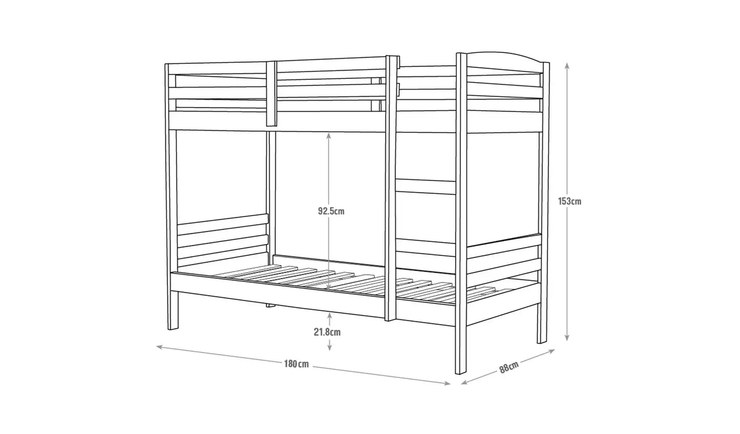 Assembled Josie Shorty Bunk Bed Frame - White (With Mattress)