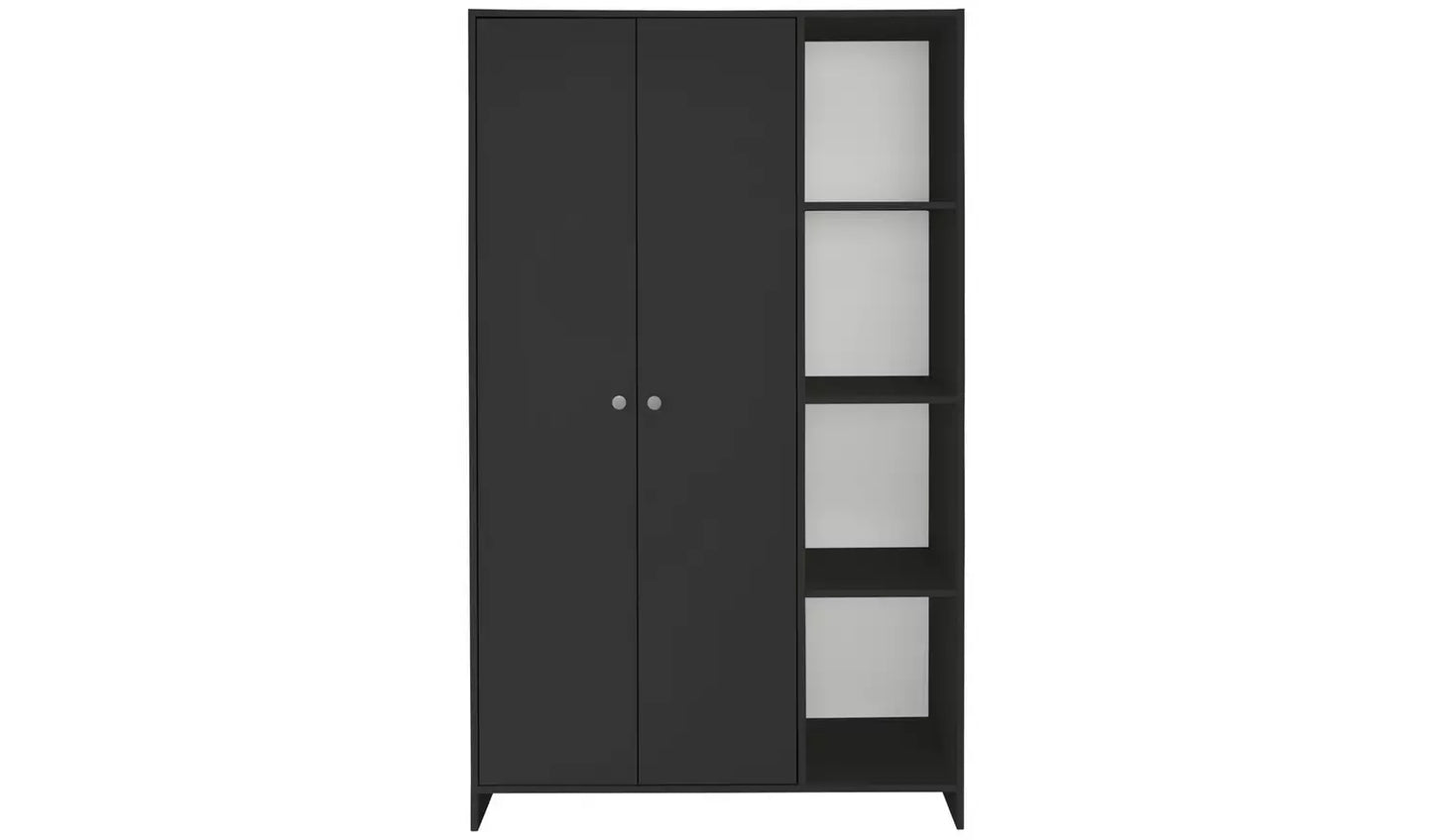 Assembled Seville 2 Door Open Shelf Wardrobe - Anthracite