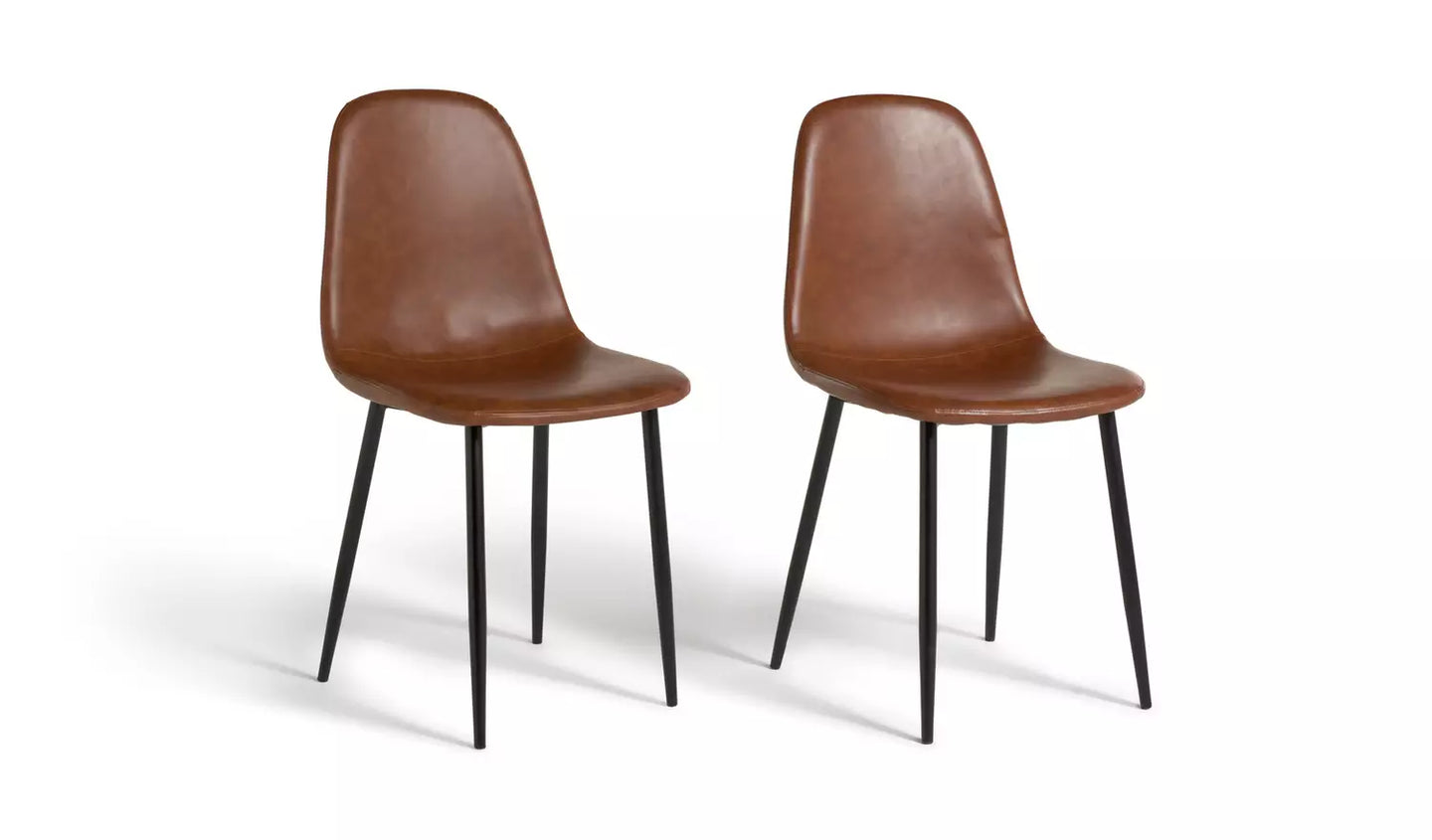 Assembled Habitat Beni Pair of Faux Leather Dining Chairs - Tan