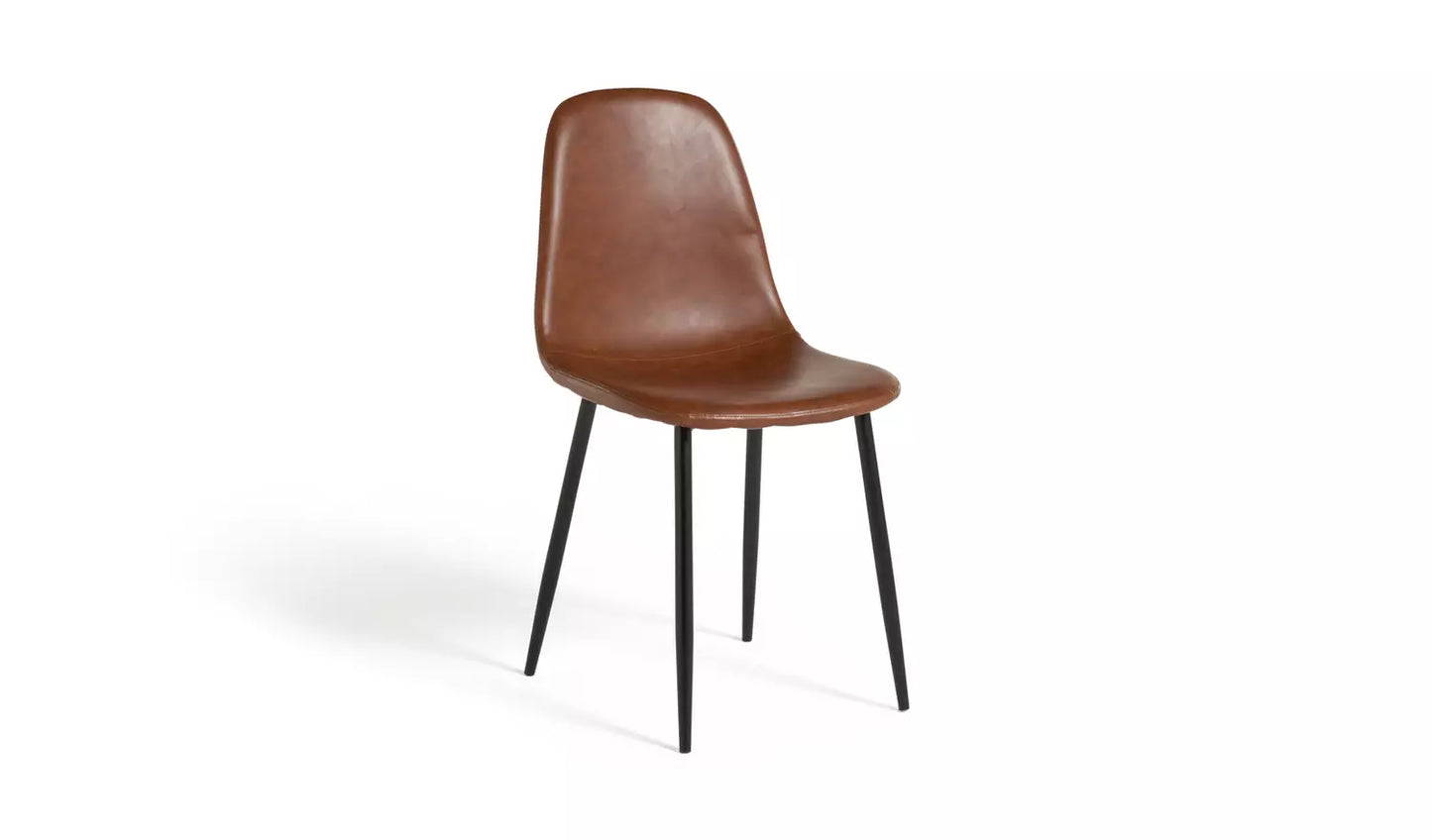 Assembled Habitat Beni Pair of Faux Leather Dining Chairs - Tan